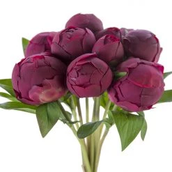 American Best 12" Real Touch Peony Bud Bundle, Dark Red Floral Stems
