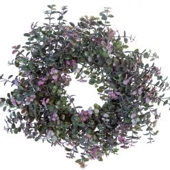American Best 16" Pebble Eucalyptus Wreath, Green Purple Floral Arrangements