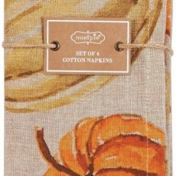 Mud Pie Watercolor Pumpkin Napkin Set, Orange And Tan Tea Towels & Cloth Napkins