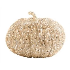 K&K Interiors Champagne Glitter Pumpkin, Large Home Accents