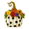 Round Top Collection Black Dot Pumpkin With Flowers