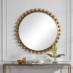 Uttermost Cyra Gold Round Mirror Mirrors