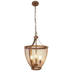 UMA Chandeliers Distressed Bronze Metal Chandlelier