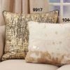 Saro Paintings & Prints Foil Print Faux Cow Hide Poly-Filled Pillow, Ivory