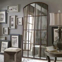 Uttermost Amiel Large Arched Metal Framed Wall Mirror