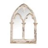 K&K Interiors Distressed White Wood Arch Framed Mirror