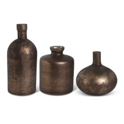 K&K Interiors Brown Matte Glass Bottle Vase (Various Sizes)