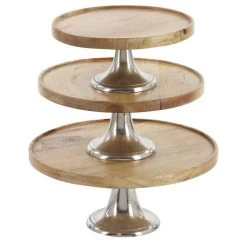 UMA Decorative Trays & Risers Wood & Aluminum Cake Stand (Various Sizes)