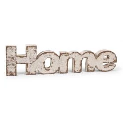 K&K Interiors White Wooden "Home" Sign Wall Art