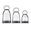 K&K Interiors Home Accents Black Metal Trapezoid Lantern With Glass Hurricane (Various Sizes)