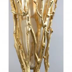 Import Collection Vases, Bottles, & Containers Golden Coral Glass & Metal Vase