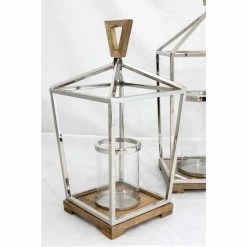 Import Collection Jeremy Wooden Silver Lantern (Various Sizes) Home Accents