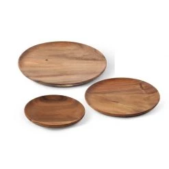 K&K Interiors Decorative Trays & Risers Carved Round Wood Tray (Various Sizes)