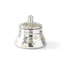 K&K Interiors Silver Mercury Glass Etched Lidded Container (Various Sizes) Vases, Bottles, & Containers