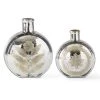 K&K Interiors Silver Mercury Glass Etched Flat Rounded Vase (Various Sizes)