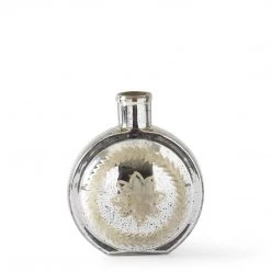 K&K Interiors Silver Mercury Glass Etched Flat Rounded Vase (Various Sizes) 5 K&K Interiors Silver Mercury Glass Etched Flat Rounded Vase (Various Sizes)