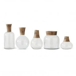 K&K Interiors Small Glass And Wood Vase (Various Styles) Vases, Bottles, & Containers