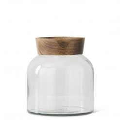 K&K Interiors Small Glass And Wood Vase (Various Styles) Vases, Bottles, & Containers