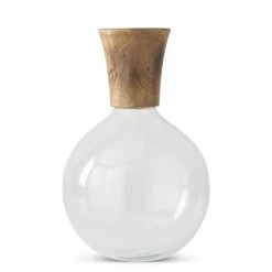K&K Interiors Small Glass And Wood Vase (Various Styles) Vases, Bottles, & Containers
