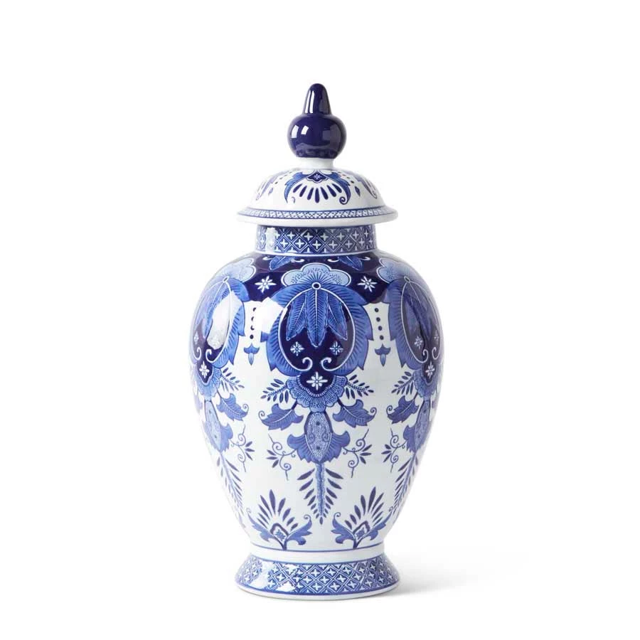 K&K Interiors Vases, Bottles, & Containers Ceramic Blue & White Chinoiserie Lidded Ginger Jar 1 K&K Interiors Vases, Bottles, & Containers Ceramic Blue & White Chinoiserie Lidded Ginger Jar