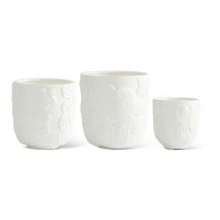 K&K Interiors Home Accents White Ceramic Art Deco Style Pot (Various Sizes)