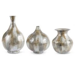K&K Interiors Glazed Metal Vase (Various Sizes) Vases, Bottles, & Containers