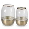 K&K Interiors Matte Gold Metal And Glass Hurricane (Various Sizes)