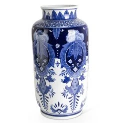 K&K Interiors Ceramic Royal Blue & White Vase , Tall Vases, Bottles, & Containers