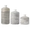 K&K Interiors White Crackle & Gray Striped Ceramic Vase With Fluted Neck (Various Sizes)