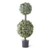 K&K Interiors Real Touch Powdered English Ivy Double Ball Topiary (Various Sizes)