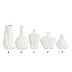 K&K Interiors White Porcelain Accordion Vase (Various Styles) Home Accents