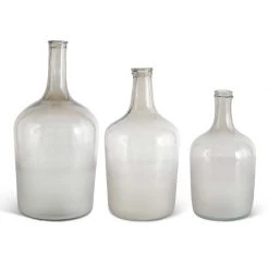 K&K Interiors Gray Glass Bottle With Frosted Bottom (Various Sizes) Vases, Bottles, & Containers