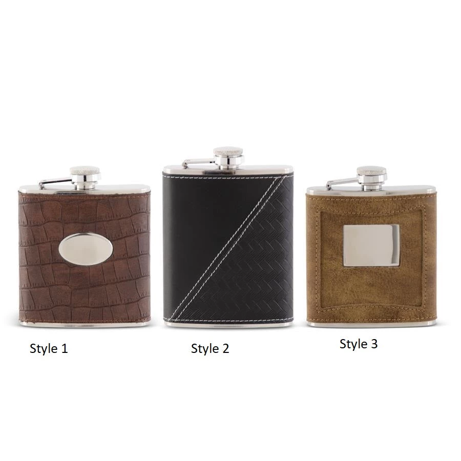 K&K Interiors Leather Flask (Various Styles) 1 K&K Interiors Leather Flask (Various Styles)