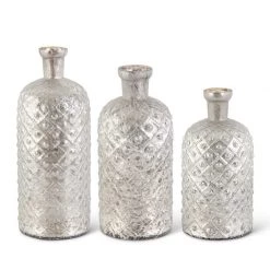 K&K Interiors Vases, Bottles, & Containers Criss Cross Mercury Glass Vase (Various Sizes)