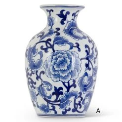 K&K Interiors Home Accents Porcelain Blue & White Chinoiserie Wall Vase (Various Styles)