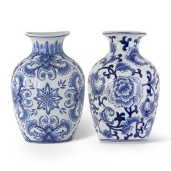 K&K Interiors Home Accents Porcelain Blue & White Chinoiserie Wall Vase (Various Styles)