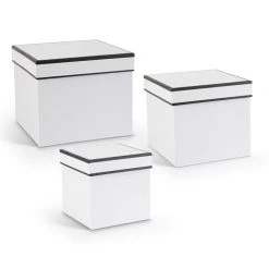 K&K Interiors White & Black Square Plastic Lined Nesting Box (Various Sizes)