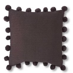 K&K Interiors Moss Stitch Knit Pillow W/ Pompom Trim (Various Colors)