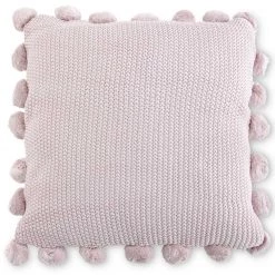 K&K Interiors Moss Stitch Knit Pillow W/ Pompom Trim (Various Colors)