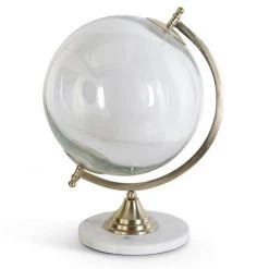 K&K Interiors Clear Glass Globe With Gold Metal