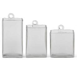K&K Interiors Home Accents Hand-blown Square Clear Glass Hanging Vase (Various Sizes)