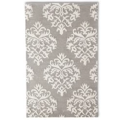 K&K Interiors Rugs Gray With Cream Damask Hand-Tufted Area Rug 8' X 10'