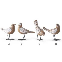 K&K Interiors Whitewashed Resin Carved Bird With Metal Legs (Various Styles) Spring