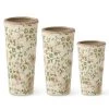 K&K Interiors Home Accents Tall Cream & Green Floral Ceramic Pot (Various Sizes)