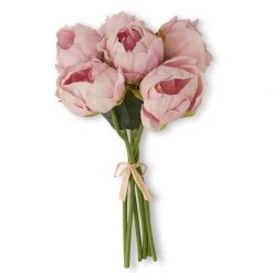 K&K Interiors Floral Stems 12" Real Touch Peony Bundle (Various Colors)