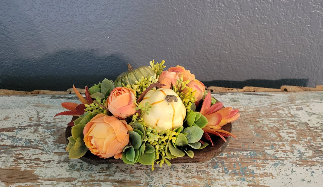 Diane 8" Fall Doughbowl Floral Arrangements 1 Diane 8" Fall Doughbowl Floral Arrangements