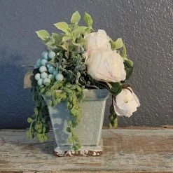 Diane 8" Tall Blue And Cream Floral Floral Arrangements