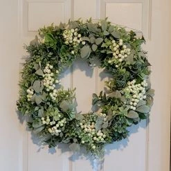 Diane 24" Everyday Wreath With Lamb's Ear Floral Arrangements