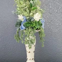 Diane Candle Topper In Blues And Creams Floral Arrangements