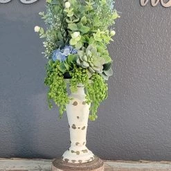 Diane Blue And Cream Candle Topper Floral Arrangements